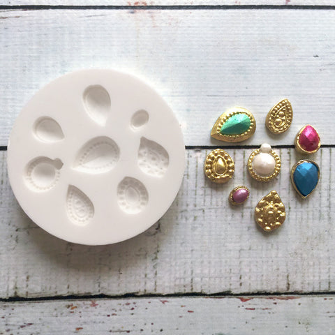 Small gems, jewel silicone mould  cake decoration, for fondant, chocolate, polymer clay