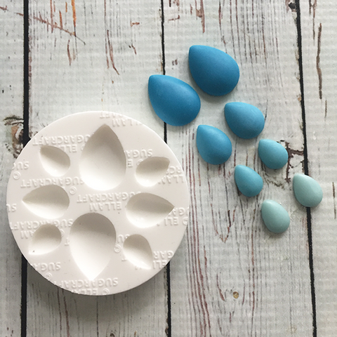 teardrop raindrop cabochon silicone mould, for cake decoration fondant, chocolate, polymer clay