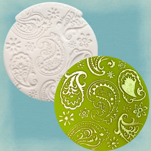 Henna Paisley cupcake embossing mat silicone fondant, clay