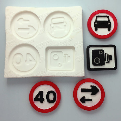 UK Road Signs Silicone Mould by Ellam Sugarcraft - Ellam Sugarcraft Moulds For Fondant Or Chocolate