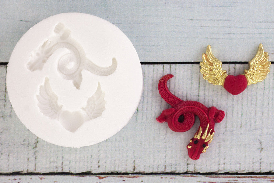 Dragon Silicone Mould - heart mold-Ellam Sugarcraft cupcake cake craft Moulds For Fondant Or Chocolate