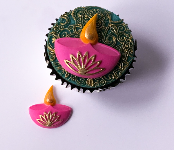Diwali diya, candle, lamp shaped , 2 cavity white silicone craft mould, for cupcakes, ,fondant, polymer clay, wax,