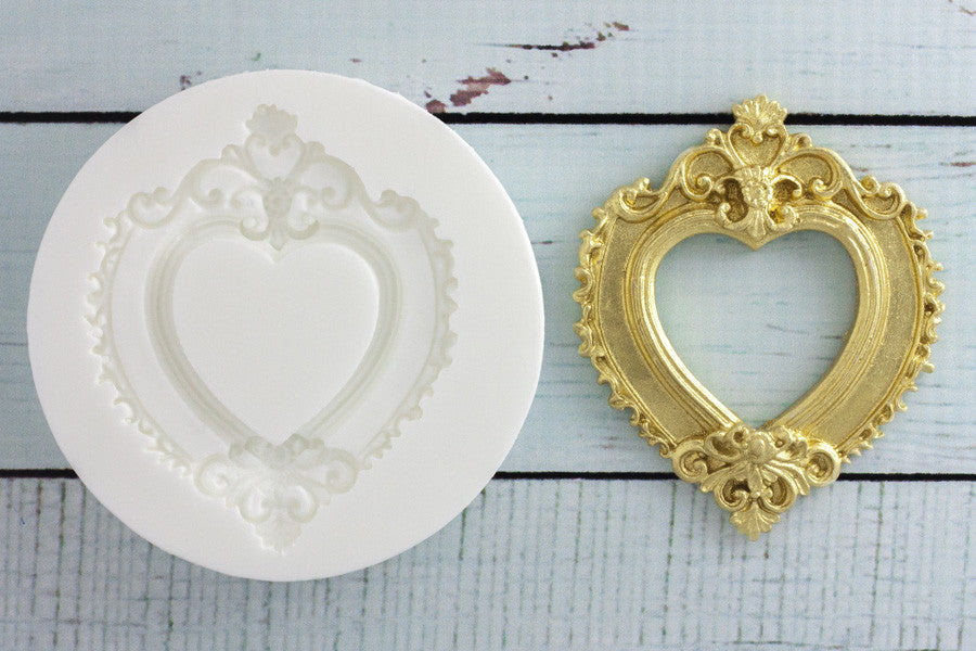  Heart photo Frame Silicone cupcake Mould - picture frame mould- Ellam Sugarcraft craft cake Moulds For Fondant Or Chocolate