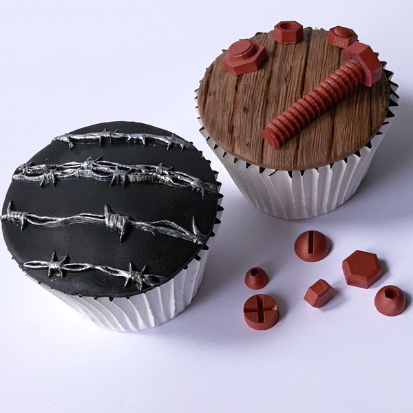 barbed wire embossed, cupcakes for men DIY themed cupcakes