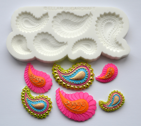 Paisley Motifs, 6  cavity, 2 designs Silicone Mould