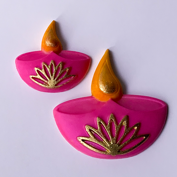 Diwali diya, candle, lamp shaped , 2 cavity  white silicone craft mould, for cupcakes, ,fondant, polymer clay, wax, 