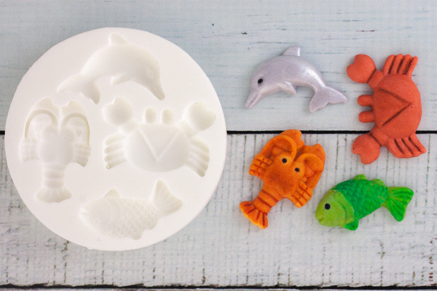fish  Mould - crab dolphin lobster mould-  Ellam Sugarcraft cupcake cake craft Moulds For Fondant Or Chocolate