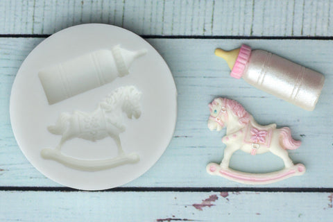 Rocking Horse mould - Baby Bottle Silicone Mould - Ellam Sugarcraft cupcake cake craft Moulds For Fondant Or Chocolate