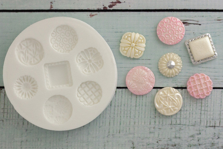  Brooch Buttons Silicone cupcake craft Mould - Ellam Sugarcraft Moulds For Fondant Or Chocolate
