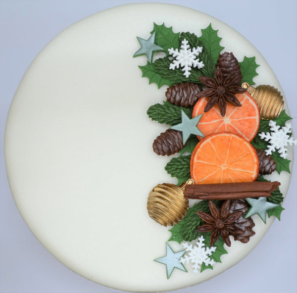 Christmas fir cones pine cone & spruce, pine fir tree branch silicone craft mould, food safe
