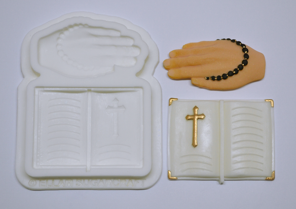 Open Bible & Praying Hands Communion Baptism Food Safe Silicone Mould