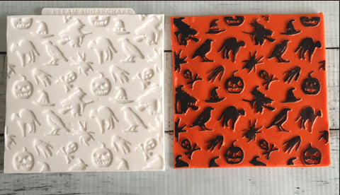 Halloween pattern cupcake embossing mat- Halloween Texture Mat Silicone Mould - Ellam Sugarcraft Moulds For Fondant Or Chocolate