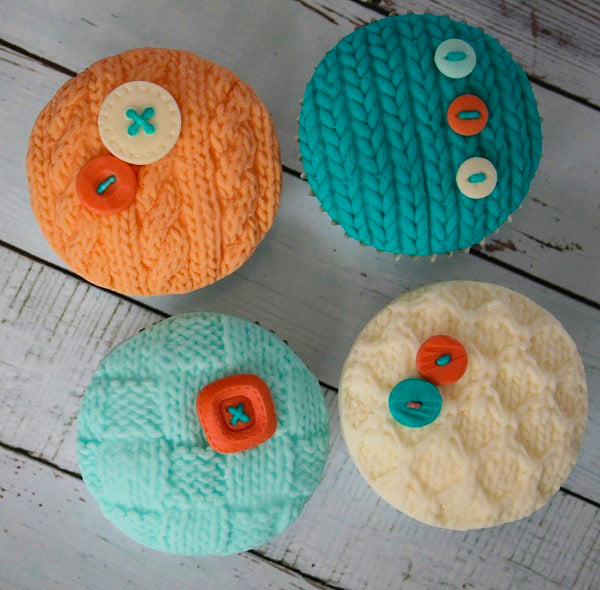 knitted cupcakes - winter cupcakes- knit cake-Ellam Sugarcraft Moulds For Fondant Or Chocolate