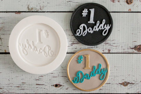Number 1 Daddy, Fathers Day cupcake topper  Silicone cupcake craft cake Mould 58mm - Ellam Sugarcraft Moulds For Fondant Or Chocolate