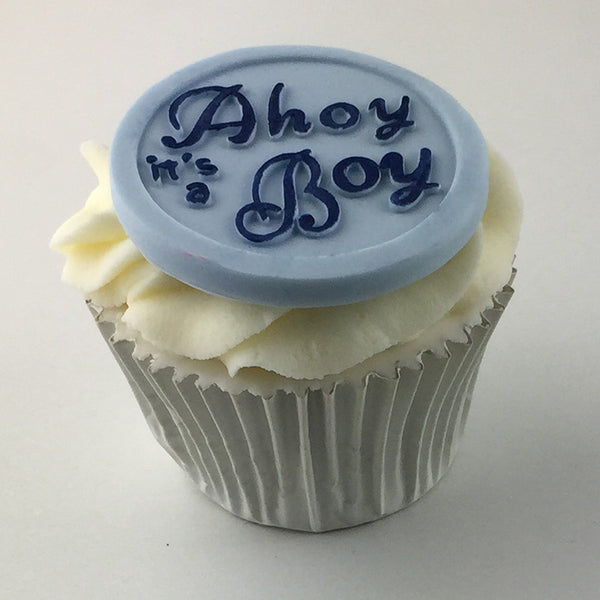 Ahoy it's a boy, christening cake, baby shower cupcake topper  Silicone Mould 58mm - Ellam Sugarcraft Moulds For Fondant Or Chocolate