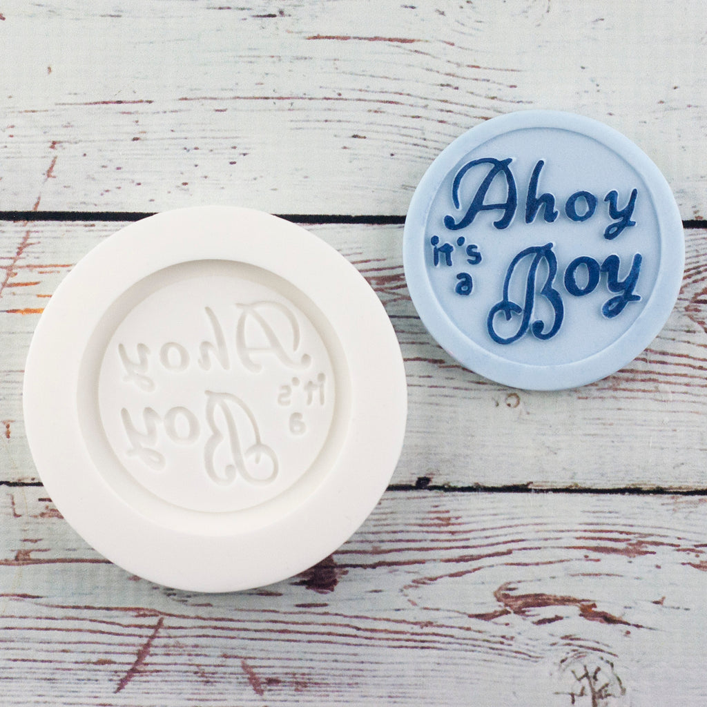 Ahoy it's a boy, christening cake, baby shower nautical cupcake topper  Silicone Mould 58mm - Ellam Sugarcraft Moulds For Fondant Or Chocolate