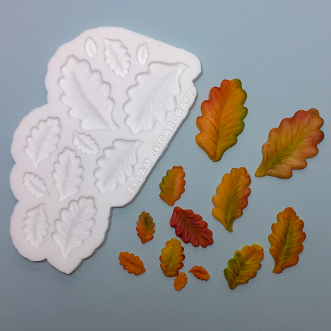 12 cavity oak leaf mould, autumn leaves  silicone food safe craft mould fondant cupcake sugarpaste.