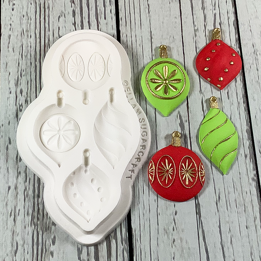 Christmas baubles food safe silicone craft mould, sugarpaste, fondant, resin, clay 