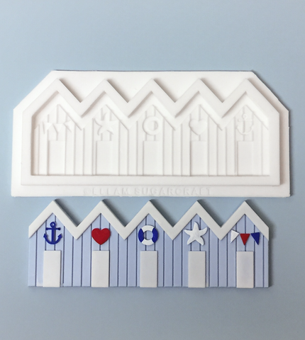 Beach House/ Beach Hut Border Silicone cake cupcake craft Mould an Original Ellam Sugarcraft Design - Ellam Sugarcraft Moulds For Fondant Or Chocolate