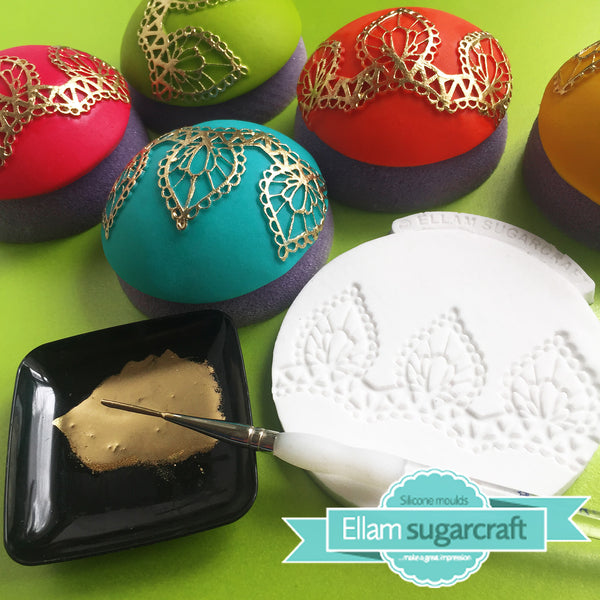Mehndi colourful henna  cupcakes - embossing henna mat  Silicone Mould - Ellam Sugarcraft Moulds For Fondant Or Chocolate