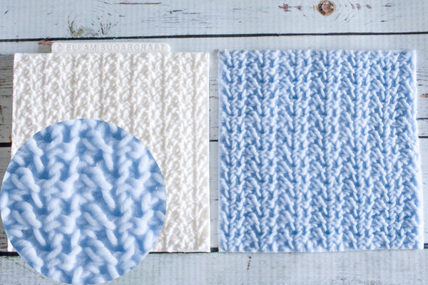 Crochet Knit , Knitted  knitting Silicone texture embossing mat Mould - Ellam Sugarcraft Moulds For Fondant Or Chocolate