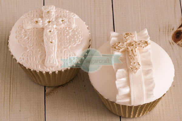 Communion cupcakes-, cross, crosses christening cupcakes Silicone Mould - Ellam Sugarcraft Moulds For Fondant Or Chocolate