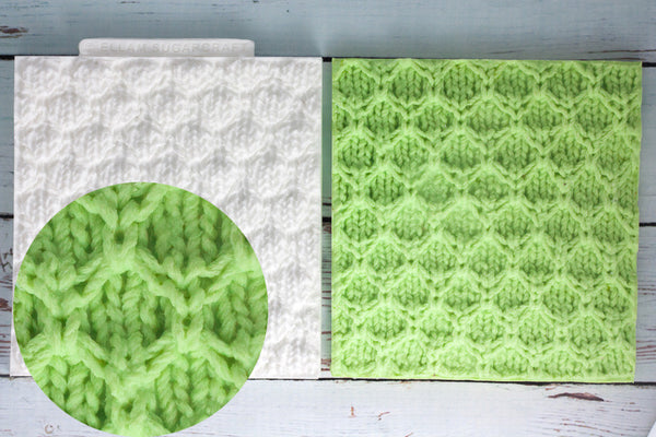 Diamond Knit- Knitted Texture embossing Mat Silicone Mould - Ellam Sugarcraft Moulds For Fondant Or Chocolate
