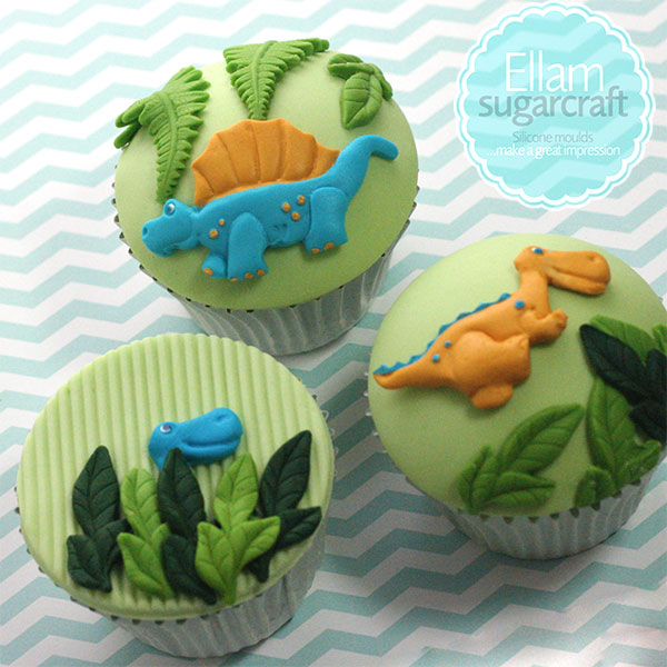 Whimsical dinosaur cupcakes, jungle cupcakes - Ellam Sugarcraft cake craft Moulds For Fondant Or Chocolate