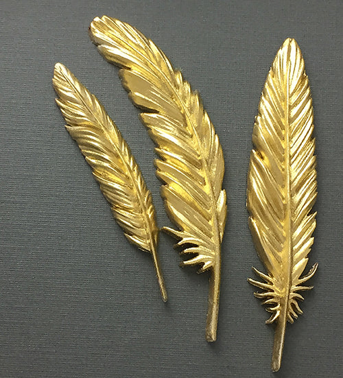 3 gold feathers silicone craft mould