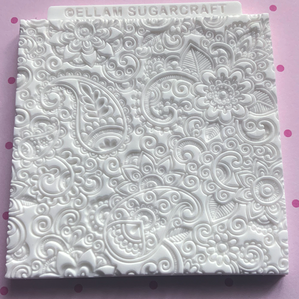 Mehndi, henna paisley embossing mat craft Texture Mat Silicone cupcake cake craft Mould - Ellam Sugarcraft Moulds For Fondant Or Chocolate PMC clay polymer clay