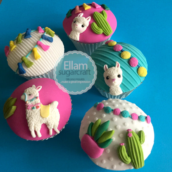 llama cupcakes, alpaca cupcakes - llama & cactus cupcakes  - Ellam Sugarcraft Moulds For Fondant Or Chocolate 