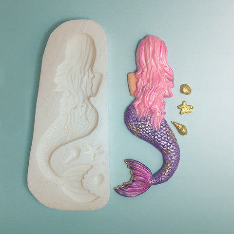 rear view mermaid silicone cake cupcake fondant chocolate polymer clay mould