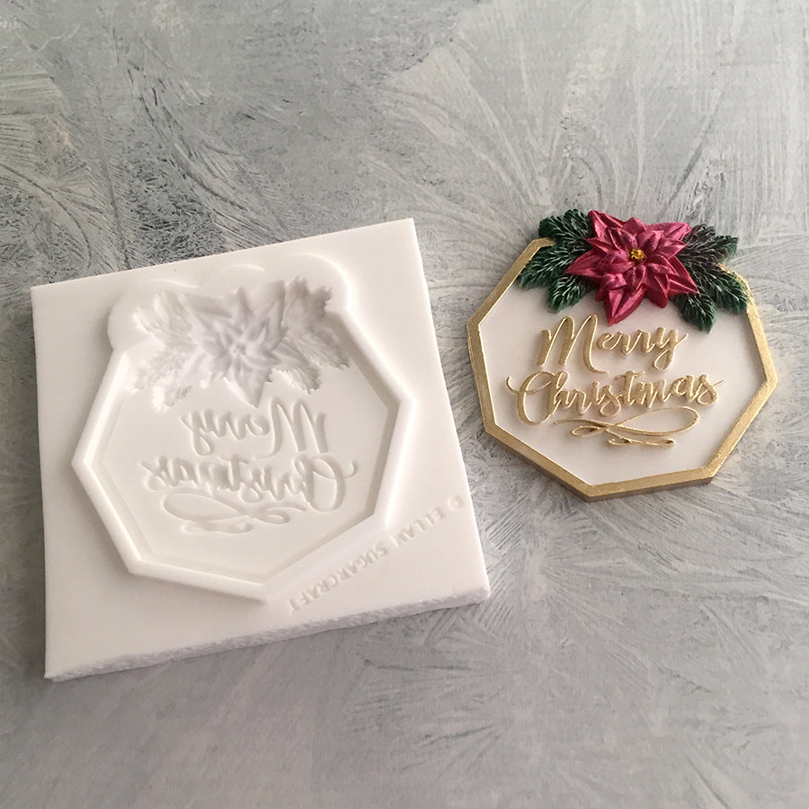 Merry Christmas Plaque, cupcake topper, gift tag Silicone Mould