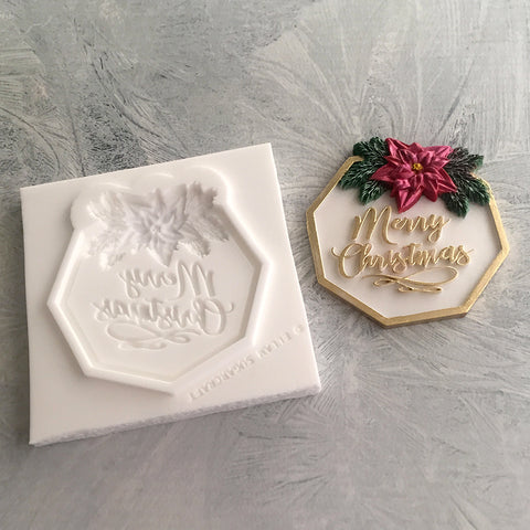 Merry Christmas Plaque, cupcake topper, gift tag Silicone Mould