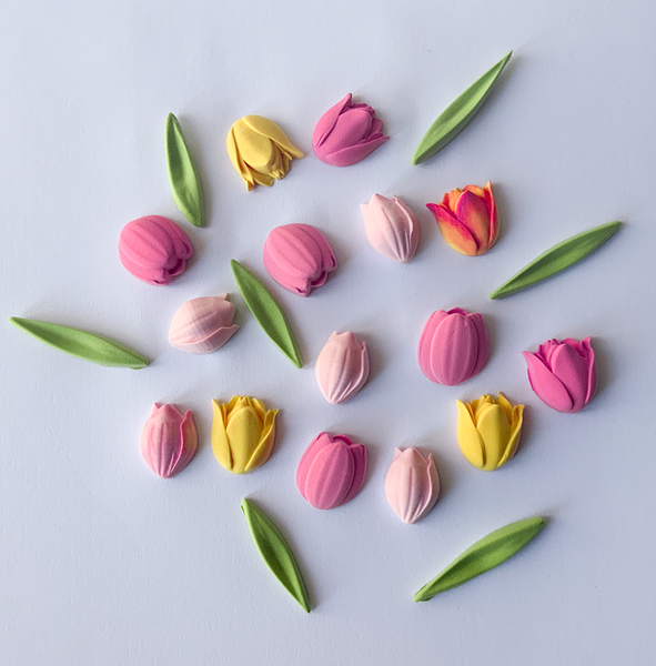 fondant multi coloured tulips from silicone food safe mould