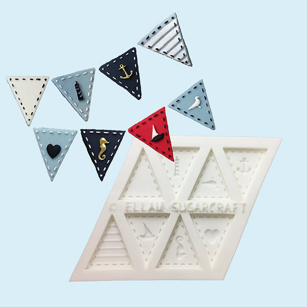 nautical bunting flags silicone mould cake cupcake fondant, chocolate, craft, clay 