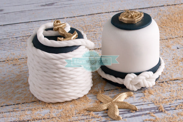 nautical mini cakes- nautical rope cupcakes- sailing cupcakes