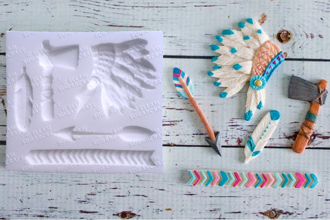 Tribal Cupcake Mould, tomahawk, arrows chevron feather 