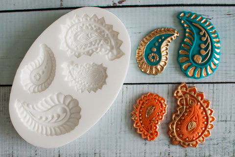  Paisley mould- henna mould- asian cupcake cake craft silicone Mould - Ellam Sugarcraft Moulds For Fondant Or Chocolate