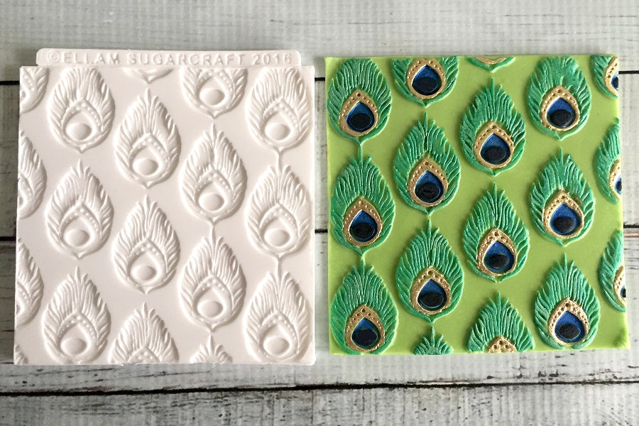 Peacock Feather Texture Mat Silicone Mould Ellam Sugarcraft