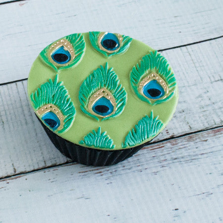 Peacock cupcakes- peacock feather cake- Ellam Sugarcraft Moulds For Fondant Or Chocolate