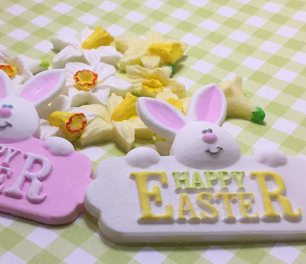 happy easter rabbit cupcake topper sign, silicone mould