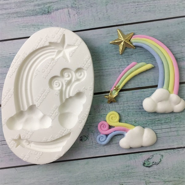 Rainbow & stars mold-  clouds Silicone mould- craft cake cupcake - Ellam Sugarcraft Moulds For Fondant Or Chocolate