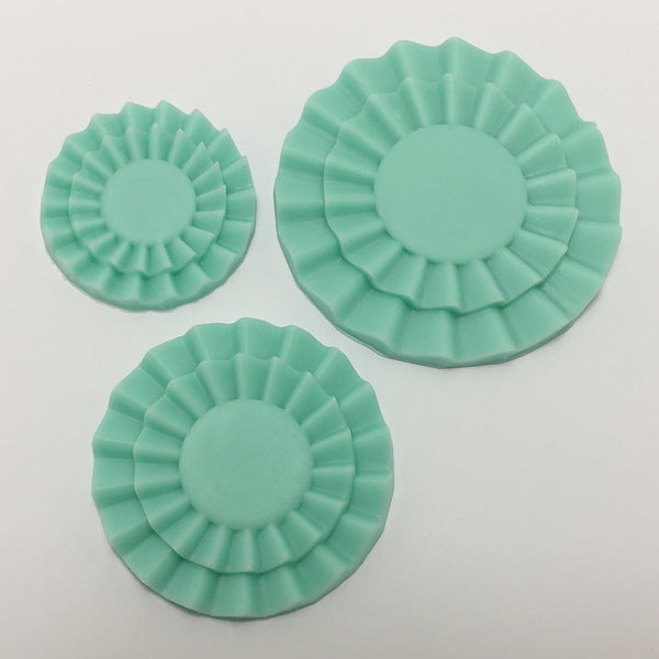 3 Cavity Rosette Ribbon 50mm, 40mm, 30mm, Silicone Mould