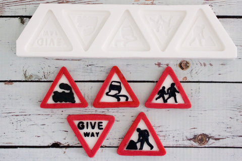 UK  Road Signs, Triangle Warning Sign  Silicone Mould by Ellam Sugarcraft - Ellam Sugarcraft Moulds For Fondant Or Chocolate