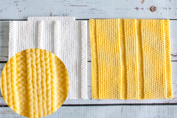 Uneven Rib Stitch Knit, knitted Texture Mat Silicone Mould - Ellam Sugarcraft Moulds For Fondant Or Chocolate