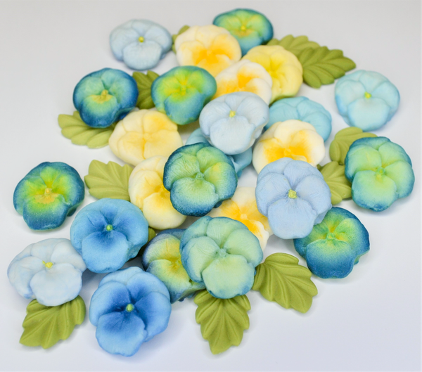 Spring flowers, violas pansies, sugar flowers, from Ellam Sugarcraft silicone mould
