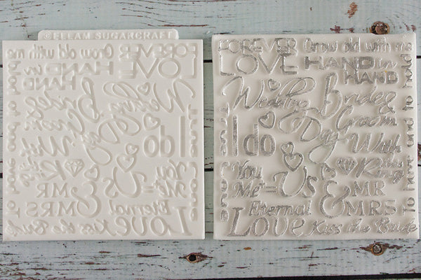 Wedding Word Cloud Silicone Texture Embossing Mat Mould - Ellam Sugarcraft Moulds For Fondant Or Chocolate